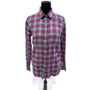 J Crew The Perfect Shirt: grey red navy plaid flannel